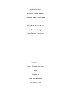 San Beda University 
College of Arts and Sciences 
Department of Legal Management 
 
A Case Study Business Journal 
 on the t