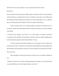 This kind of of cross-cultural analysis is an area of particular interest for Yousaf. 
Out the door 
For her portfolio toward