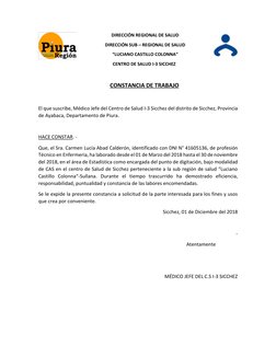 DIRECCIÓN REGIONAL DE SALUD 
DIRECCIÓN SUB – REGIONAL DE SALUD 
“LUCIANO CASTILLO COLONNA” 
           CENTRO DE SALUD I-3 SI