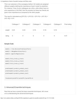 A Comprehensive Guide to Ensemble Learning (with Python codes)
https://www.analyticsvidhya.com/blog/2018/06/comprehensive-gui