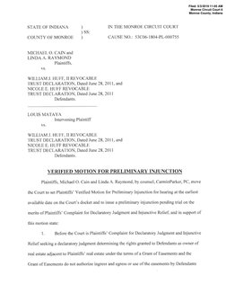 STATE OF INDIANA
IN THE MONROE CIRCUIT COURT
COLINTY OF MONROE
CAUSE NO.: 53C06-1 804-PL-000755
MICHAEL O. CAIN and
LINDA A.