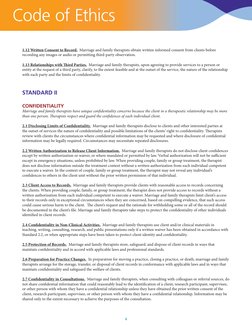 AAMFT Code of Ethics Overview | PDF | Confidentiality | Family Therapy