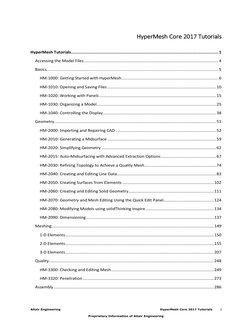 Altair Engineering 
HyperMesh Core 2017 Tutorials        i 
Proprietary Information of Altair Engineering 
HyperMesh Core 201