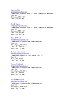 TEKsystems Contact Information List | PDF | Technology & Engineering