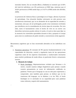 mentales límites. En un estudio (Mora y Saldaña) se constató que el 60% 
del total de individuos con CIL pertenecen al NSE ba