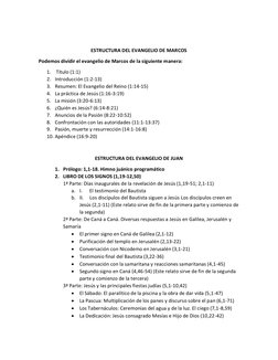 Estructura del Evangelio de Marcos y Juan | PDF
