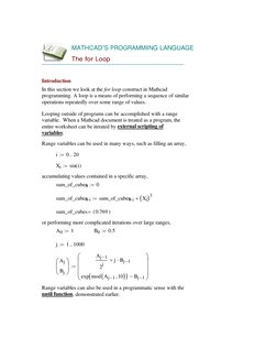 Mathcad For Loop Programming Guide | PDF | Array Data Structure ...