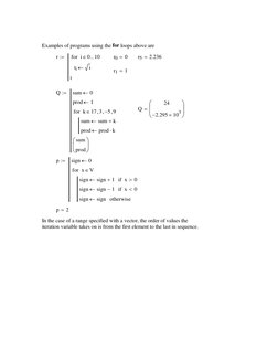 Mathcad For Loop Programming Guide | PDF | Array Data Structure ...