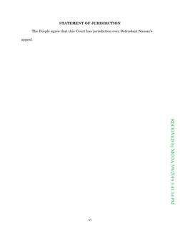 vi
STATEMENT OF JURISDICTION
The People agree that this Court has jurisdiction over Defendant Nassar’s
appeal.
RECEIVED