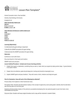Lesson Plan Template* 
 
School Counselor intern: Paul Sarsfield 
Activity: Goal Setting, 30