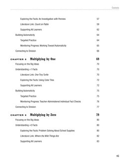 vii
Contents
Exploring the Facts: An Investigation with Pennies  	
	 57
Literature Link: Count on Pablo  	
	 59
Supporting Al