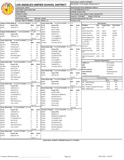 LAUSD High School Transcript for Alberto Quinonez | PDF | Student ...