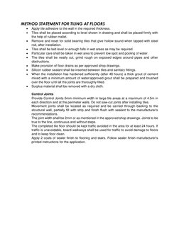 Tiling Work Method Statement | PDF | Tile | Adhesive