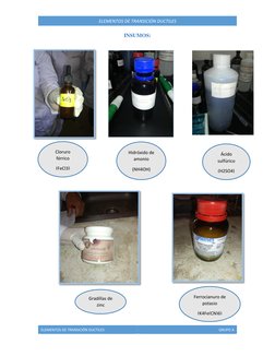 ELEMENTOS DE TRANSICIÓN DUCTILES 
GRUPO A 
 
ELEMENTOS DE TRANSICIÓN DUCTILES 
INSUMOS: