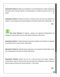 9 
 
Assessment Criteria 2: Apply your knowledge of human development to explain development 
and factors which interrupt