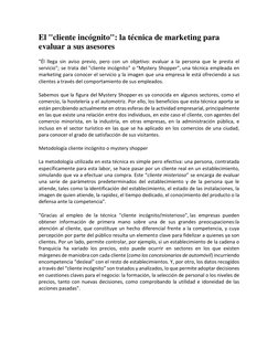 El "cliente incógnito" (http://www.clienteoculto.com.co/cliente-incognito-colombia-medellin): la técnica de marketing para 
e