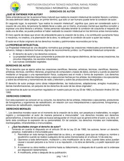 INSTITUCION EDUCATIVA TECNICO INDUSTRIAL RAFAEL POMBO 
TECNOLOGÍA E INFORMÁTICA - GRADO OCTAVO 
DERECHOS DE AUTOR 
pág. 1 de