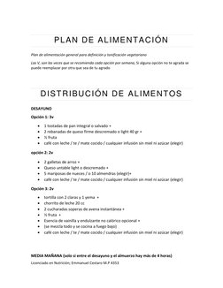 Licenciado en Nutrición; Emmanuel Cestaro M.P 4353 
 
 
PLAN DE ALIMENTACIÓN 
Plan de alimentación general para definición y