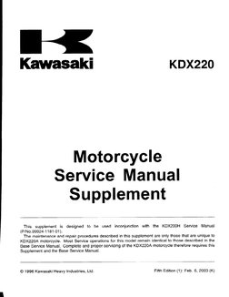 Manual Serviço KDX220 | PDF Manual Serviço KDX220 | PDF