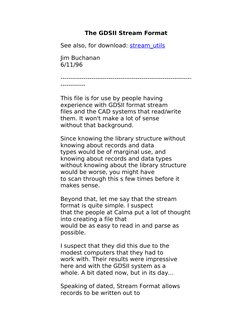 The GDSII Stream Format
See also, for download: stream_utils  (http://www.buchanan1.net/files/stream_utils-0.11.tar.gz)
Jim B