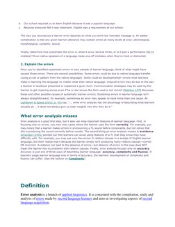 Understanding Error Analysis in Language | PDF | Second Language ...