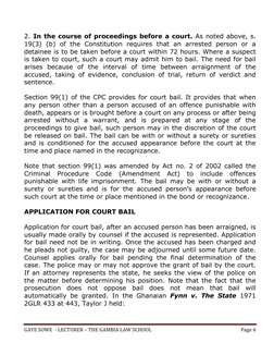 GAYE SOWE  - LECTURER – THE GAMBIA LAW SCHOOL 
Page 6 
 
2. In the course of proceedings before a court. As noted above, s.