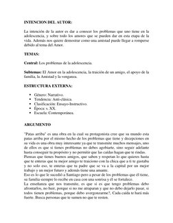 INTENCION DEL AUTOR:  
 
La intención de la autor es dar a conocer los problemas que uno tiene en la 
adolescencia, y sobre t