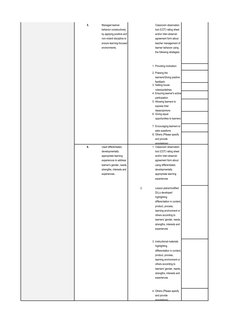 Classroom observation 
tool (COT) rating sheet 
and/or inter-observer 
agreement form about 
teacher management of 
learner b