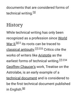 documents that are considered forms of
technical writing.[5]
While technical writing has only been
recognized as a profession