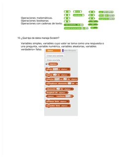 peraciones matemáticas.
peraciones booleanas
peraciones con cadenas de teto.
1A.¿Qué tipo de datos mane)a Scratch?
)ariab