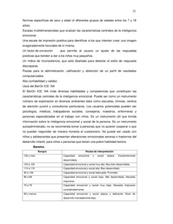32 
 
Normas específicas de sexo y edad (4 diferentes grupos de edades entre los 7 y 18 
años). 
Escalas multidimensionales q