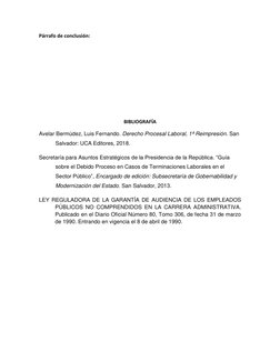 Párrafo de conclusión:  
 
 
 
 
 
 
BIBLIOGRAFÍA 
Avelar Bermúdez, Luis Fernando. Derecho Procesal Laboral, 1ª Reimpresión.