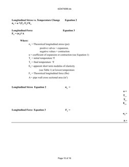 423474099.xls
Page 10 of 16
Longitudinal Stress vs. Temperature Change        Equation 2
Longitudinal Force