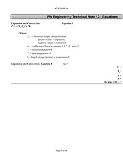 423474099.xls
Page 9 of 16
WA Engineering Technical Note 12 - Equations
Expansion and Contraction