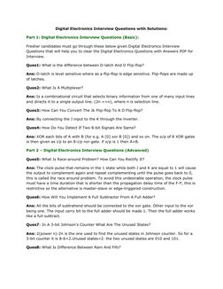 Digital Electronics Interview Questions with Solutions: 
Part 1: Digital Electronics Interview Questions (Basic): 
Fresher ca
