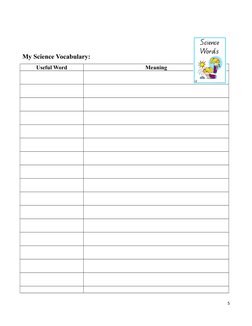 My Science Vocabulary:
Useful Word
Meaning
5

