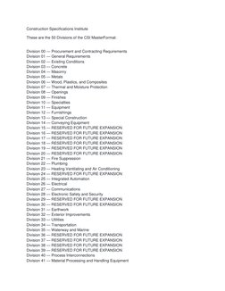 Division 00 Specifications.pdf CSI MasterFormat: 50 Construction Divisions | PDF | Science & Mathematics