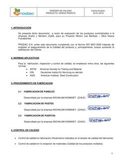 DOSSIER DE CALIDAD 
PRODUCTO: CERCO PRONTO 
Fecha Emisión: 
24-01-2019