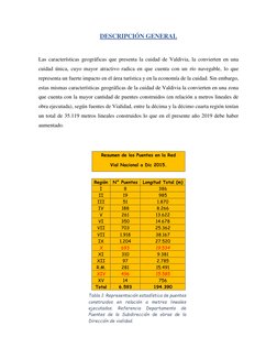 DESCRIPCIÓN GENERAL 
 
Las características geográficas que presenta la cuidad de Valdivia, la convierten en una 
cuidad única