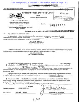 AO 93 (Rev. 11113) Search and Seizure Warrant 
·
··-' 
; 
. 
m 
, 
: 
UNITED STATES DISTRICT COUR 
@ 
for the 
APR 3 0 2019