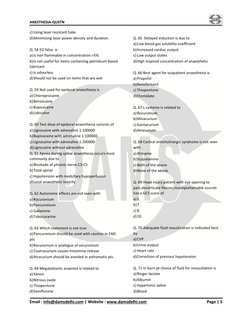 Anesthesia MCQs and Answers Guide | PDF | Anesthesia | Clinical