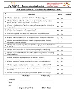 Transportation JHA/Checklist