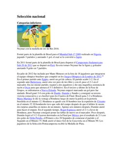 Selección nacional 
Categorías inferiores 
 
Neymar con la medalla de oro de R (https://commons.wikimedia.org/wiki/File:Brasi