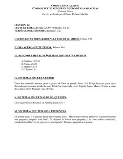 CÓMO GANAR ALMAS? 
CÓMO SE PUEDE VENCER EL MIEDO DE GANAR ALMAS 
(Primera Parte) 
Escrito y editado por el Pastor Roberto