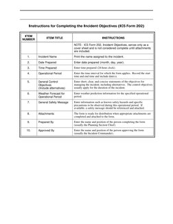 Ics Form 202 Objectives Examples ICS Form 201: Incident Briefing Guide | PDF | Incident Command System ...