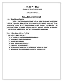 PART A - Plan
Format for Micro-Project Proposal
Title of Micro-Project
REAL ESTATE AGENCY
1.0 Brief Introduction