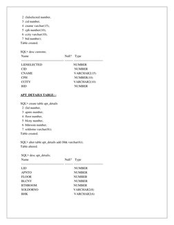 2 (lidselected number,
3 cid number,
4 cname varchar(15),
5 cph number(10),
6 ccity varchar(10),
7 bid