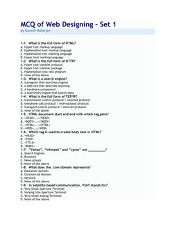 Web Designing MCQs and Answers Set 1-5 | PDF | Html Element | World ...
