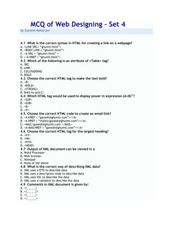 Web Designing MCQs and Answers Set 1-5 | PDF | Html Element | World ...