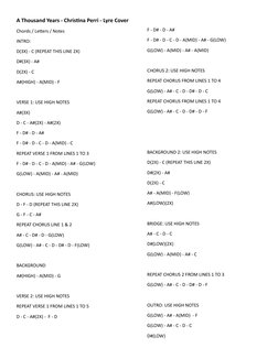 A Thousand Years - Christina Perri - Lyre Cover
Chords / Letters / Notes
INTRO:
D(3X) - C (REPEAT THIS LINE 2X)
D#(3X) - A#
D